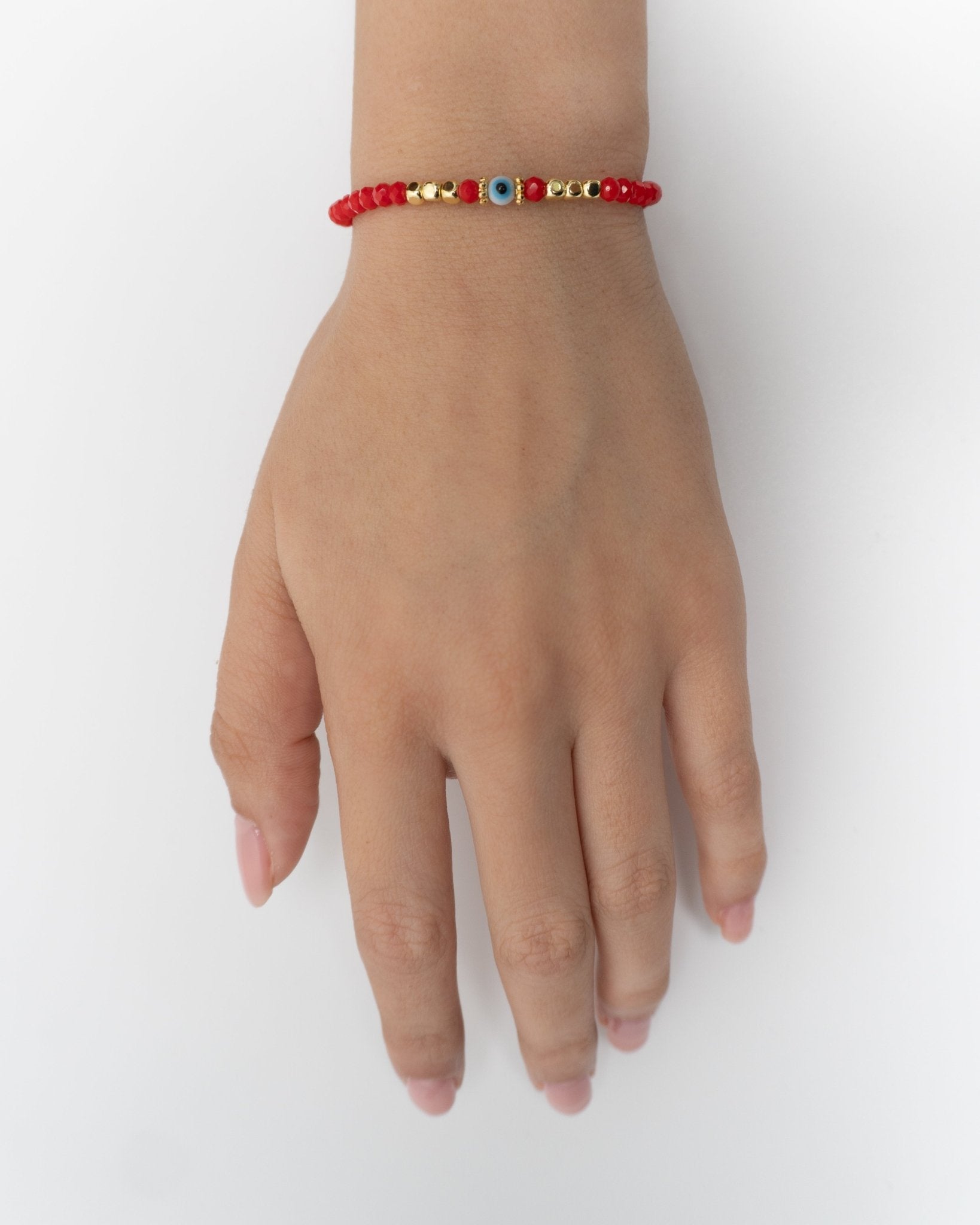 Pulsera Bohemia de Hilo Rojo con Cuentas de Vidrio Ajustable - Roxanz