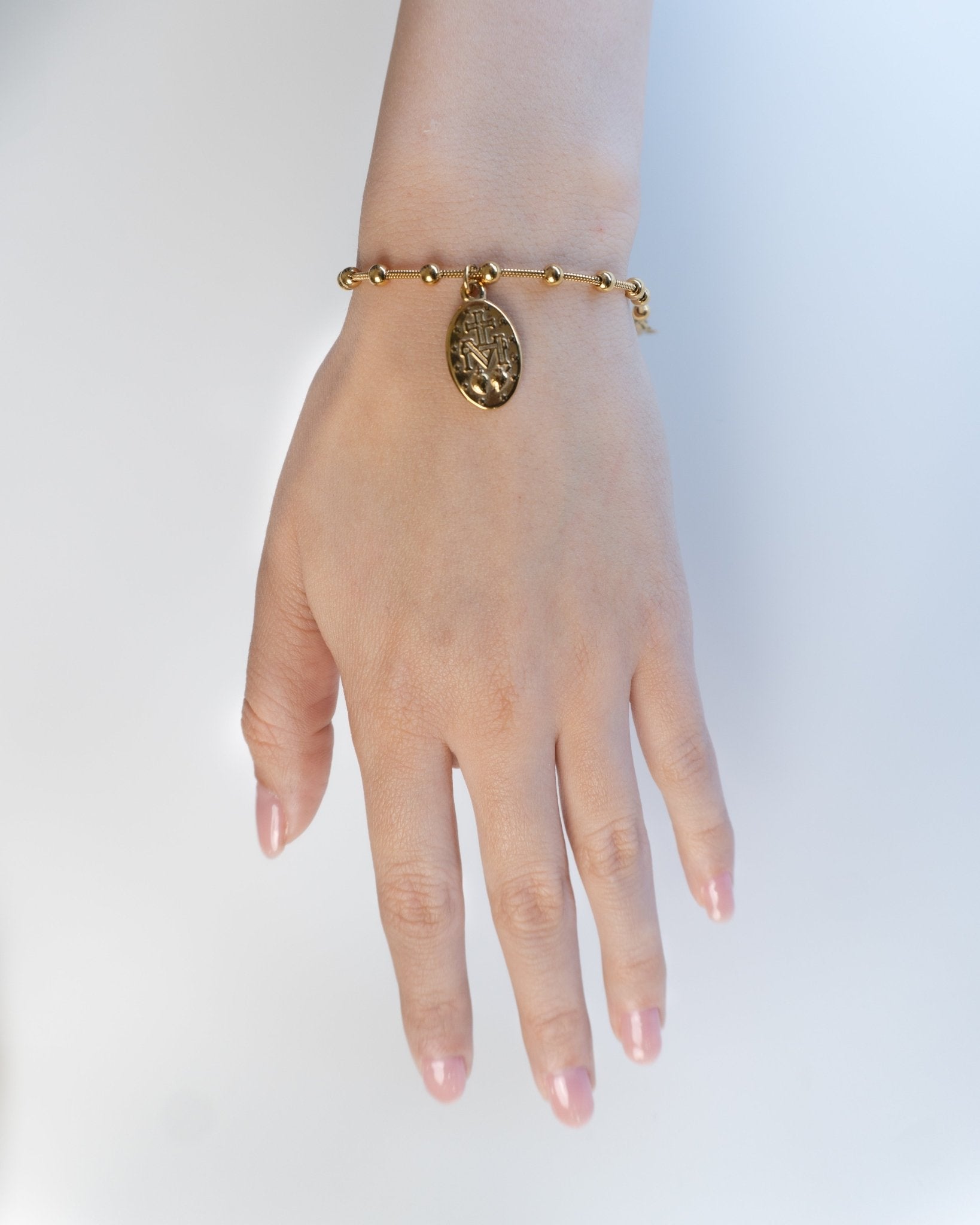 Pulsera Virgen María Oro 18K y Acero Inoxidable Mujer - Roxanz