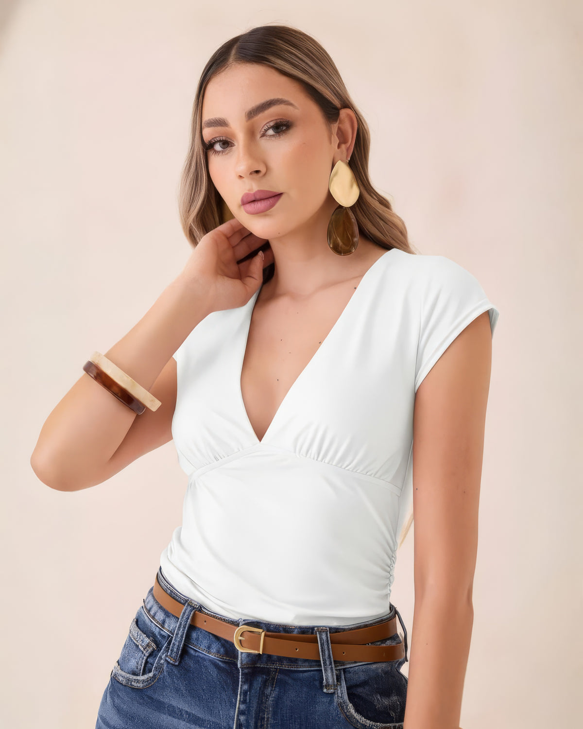 Blusa Manga Corta Cruzada