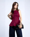 Blusas Peplum Guindo Negro Sin Manga