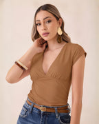 Blusa Manga Corta Cruzada