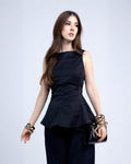 Blusas Peplum Guindo Negro Sin Manga