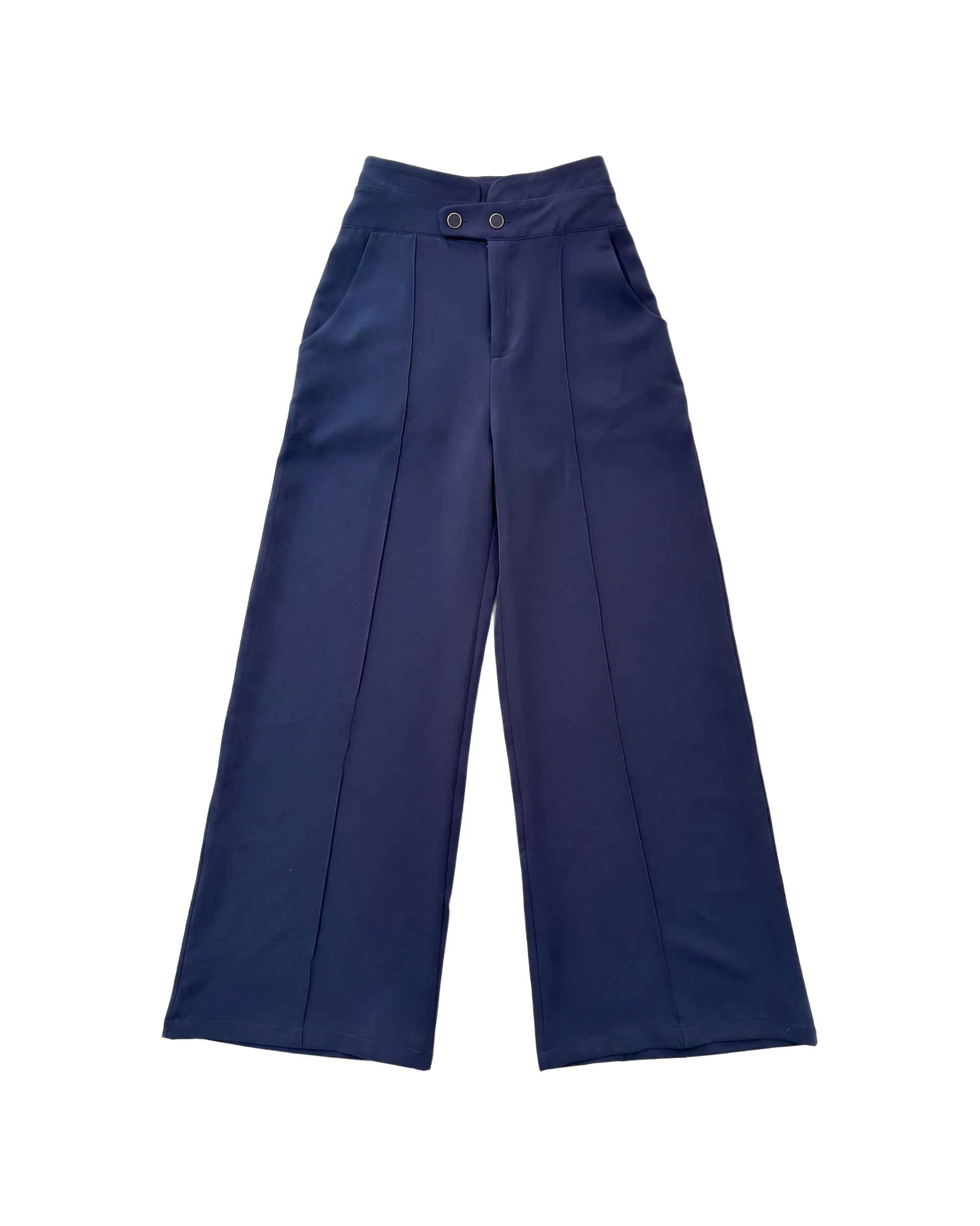Pantalón Wide Leg Azul Marino Botones