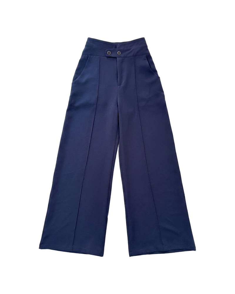 Pantalón Wide Leg Azul Marino Botones S Azul Marino