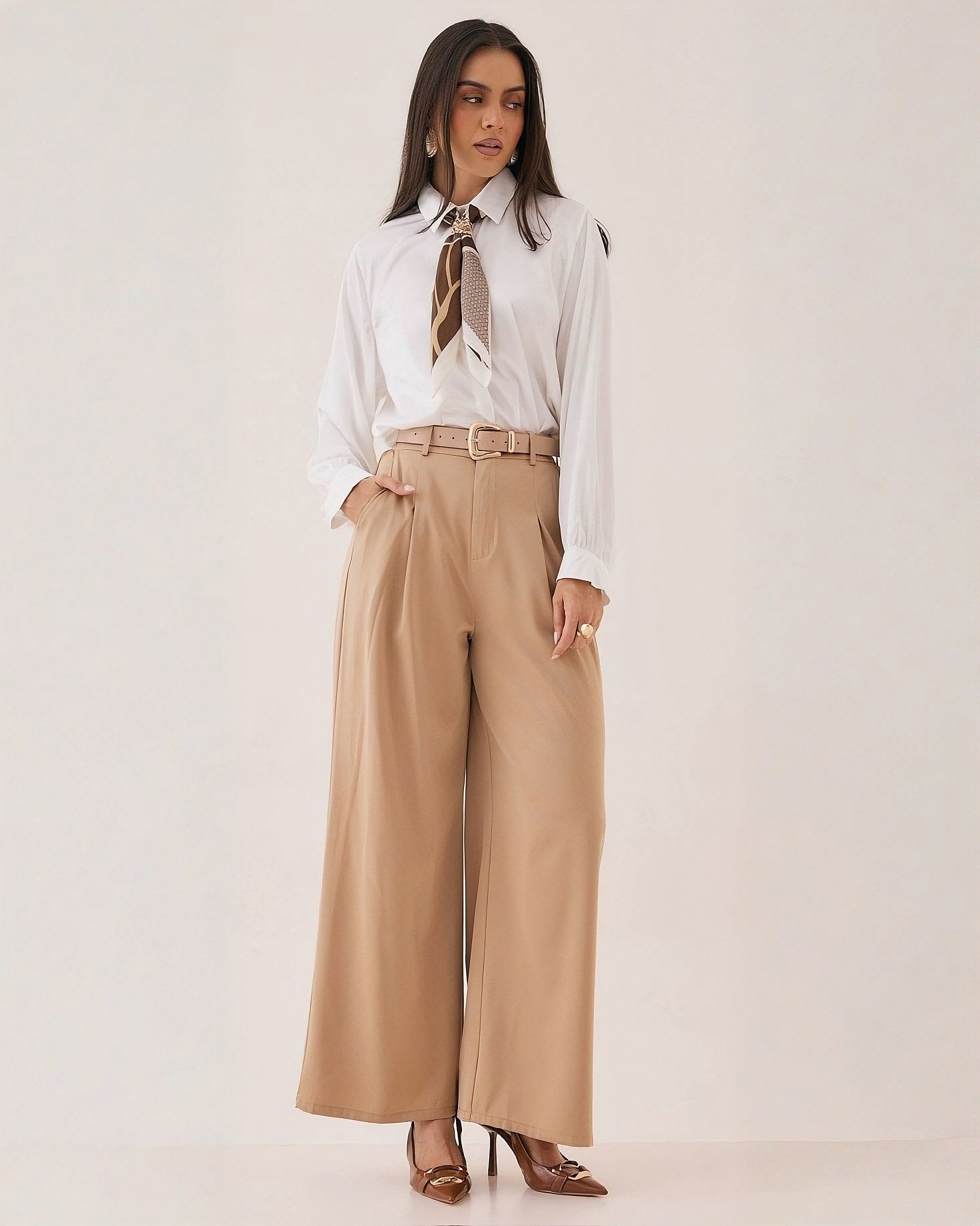 Pantalón Wide Leg Liso Elegante