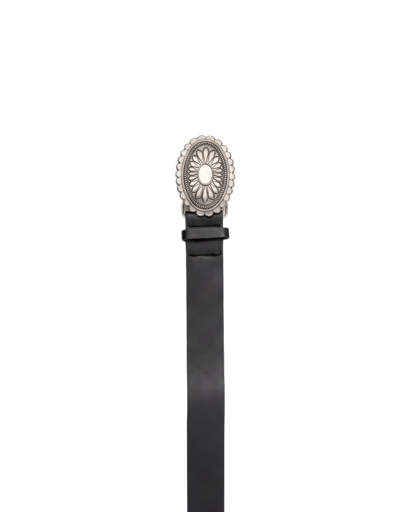 Cinturon Piel Negro Hebilla Ovalada Metal Unitalla Negro
