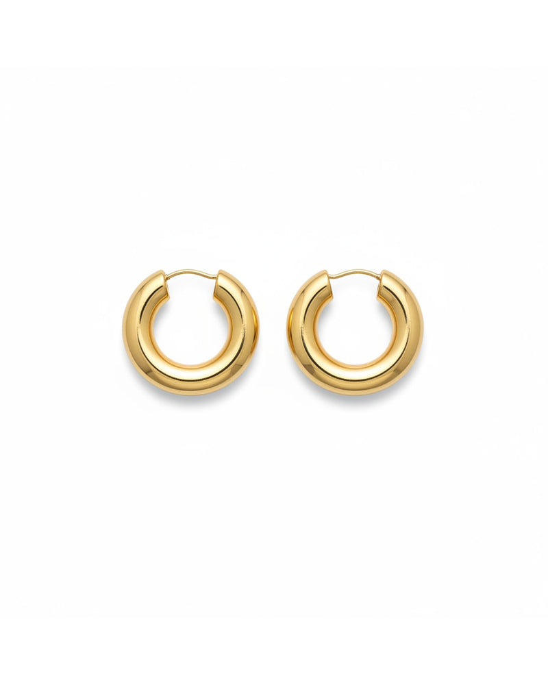 Aretes Dorados Argolla Gruesa Única Dorado