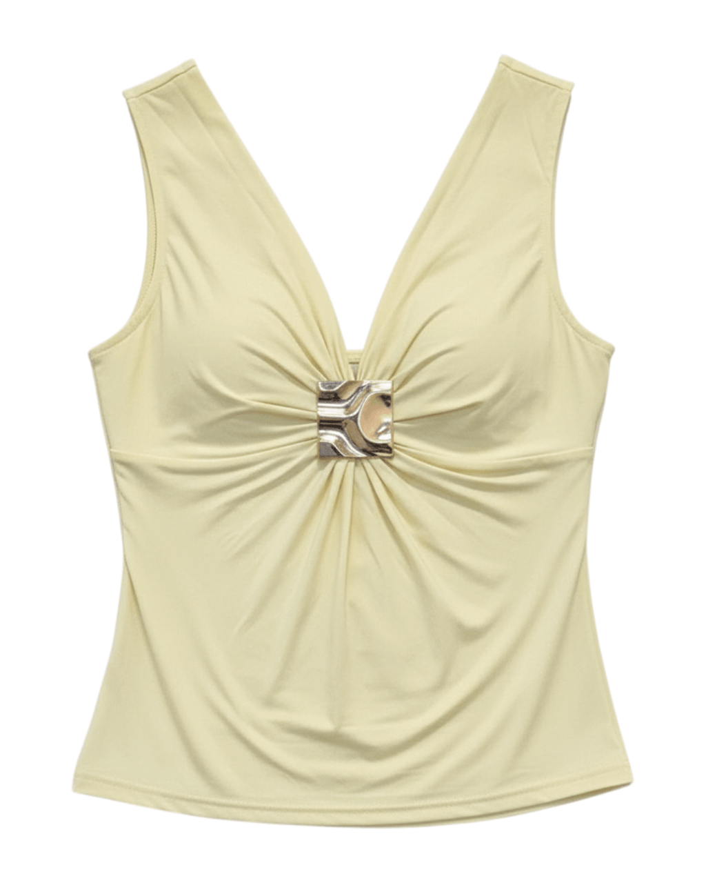 Blusa Escote Botón Decorativo