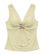 Blusa Escote Botón Decorativo