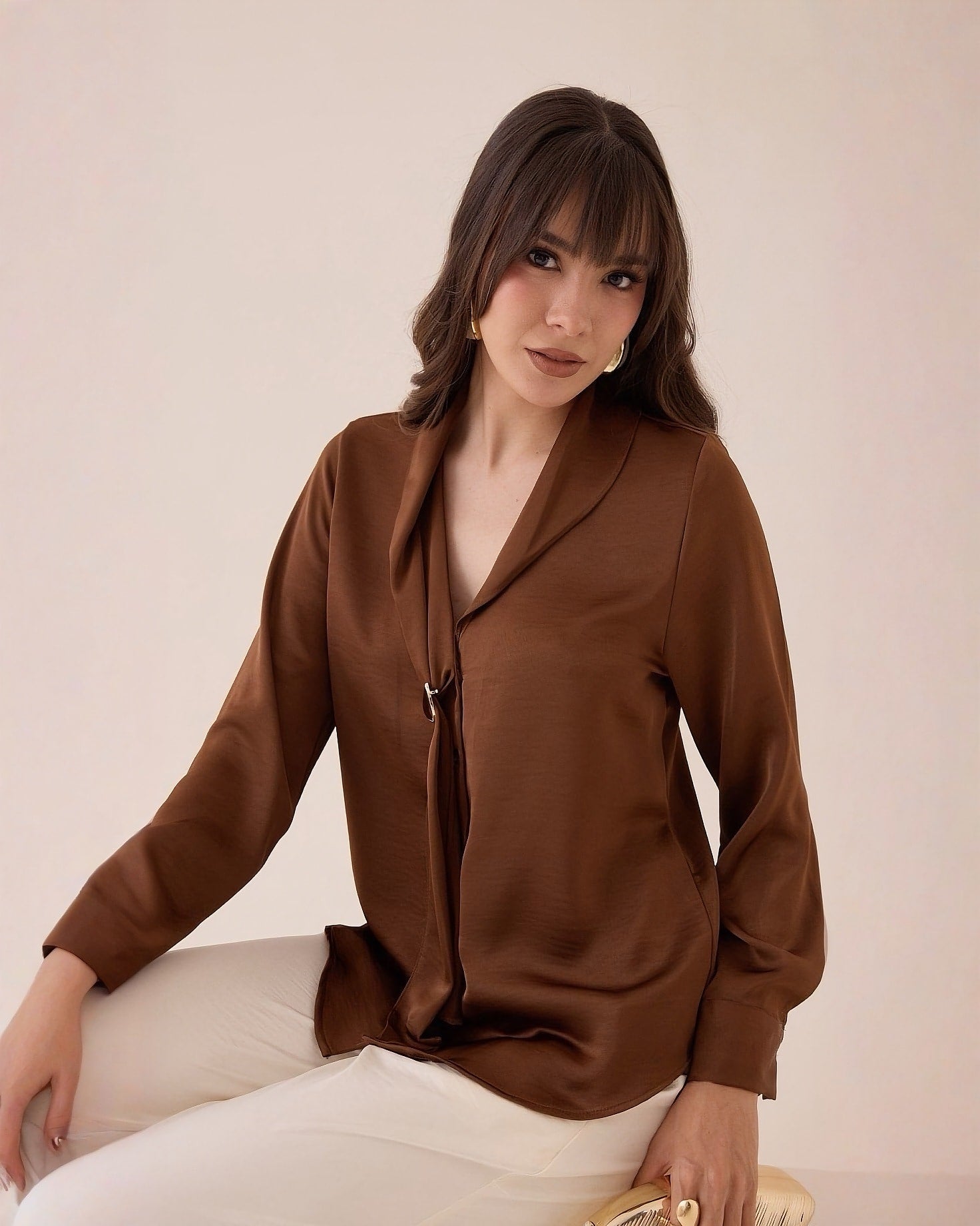 Blusa Manga Larga Satinada