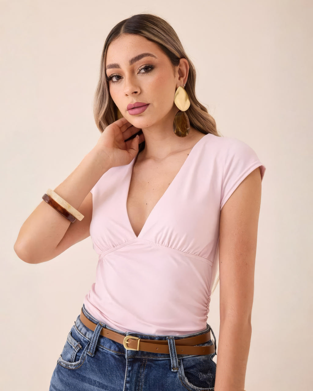 Blusa Manga Corta Cruzada
