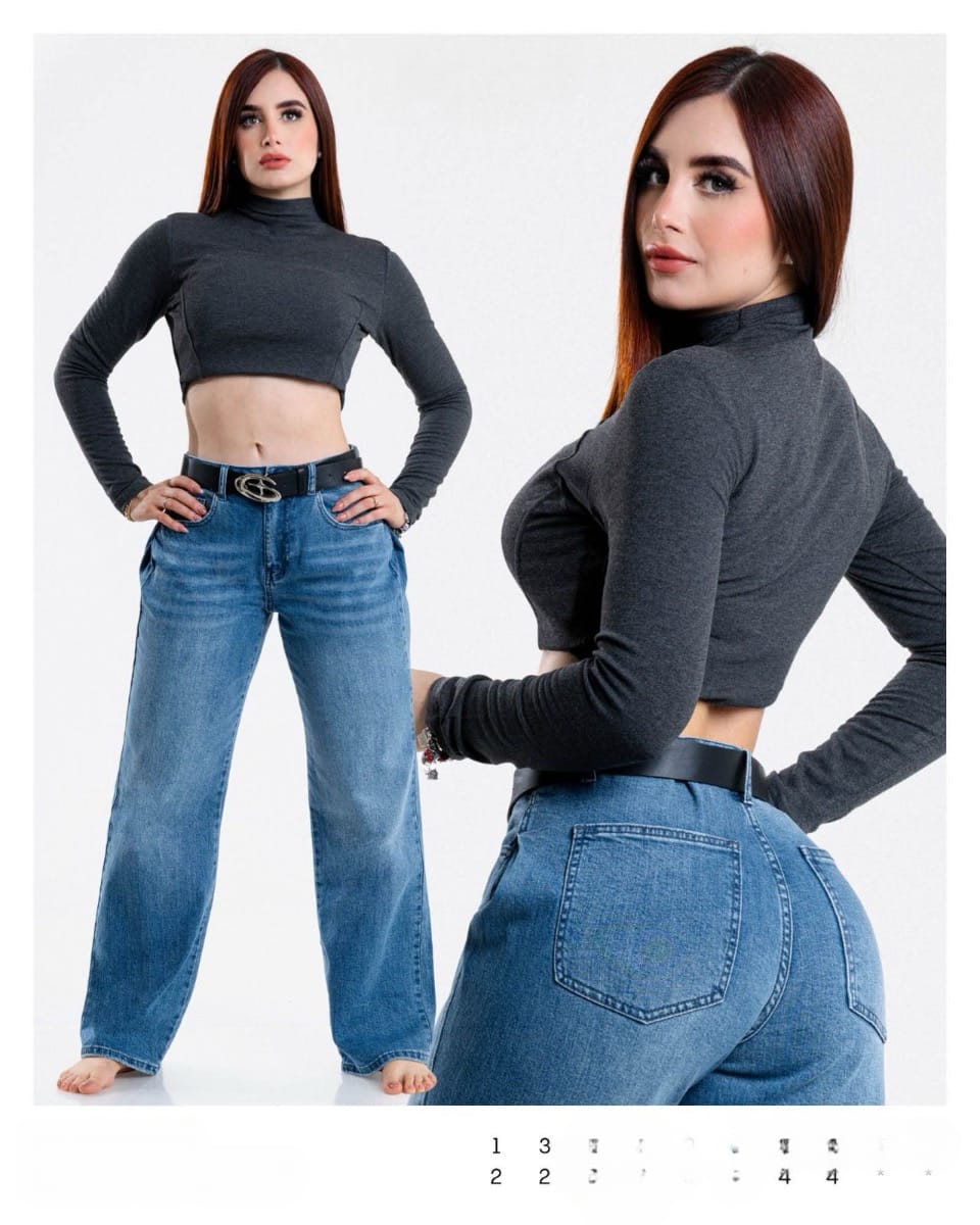 Jeans Wide Leg Mezclilla Azul Claro
