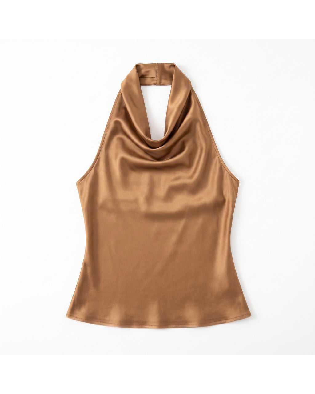 Blusa Halter Satinada Cuello Caído