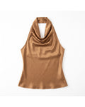 Blusa Halter Satinada Cuello Caído
