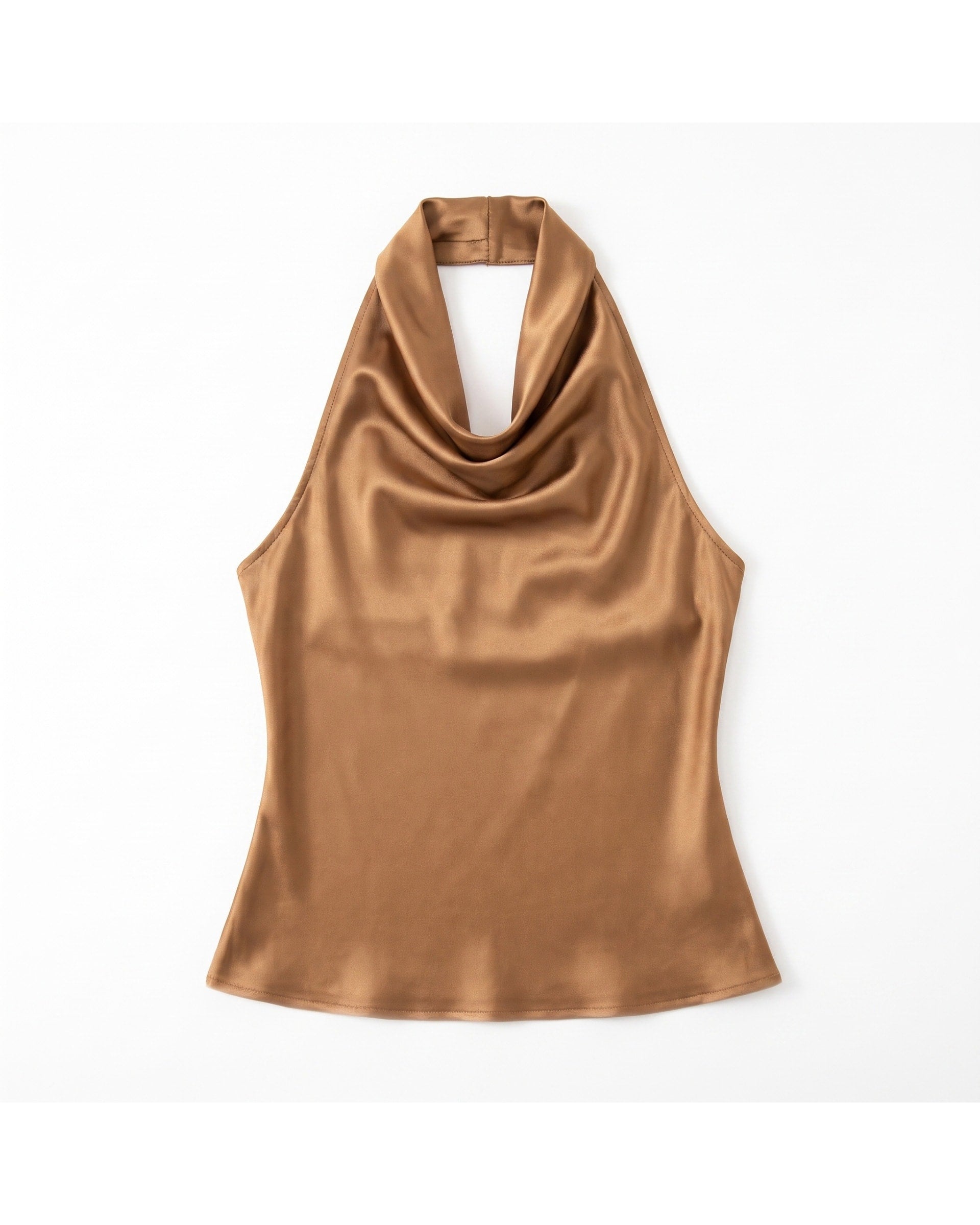 Blusa Halter Satinada Cuello Caído