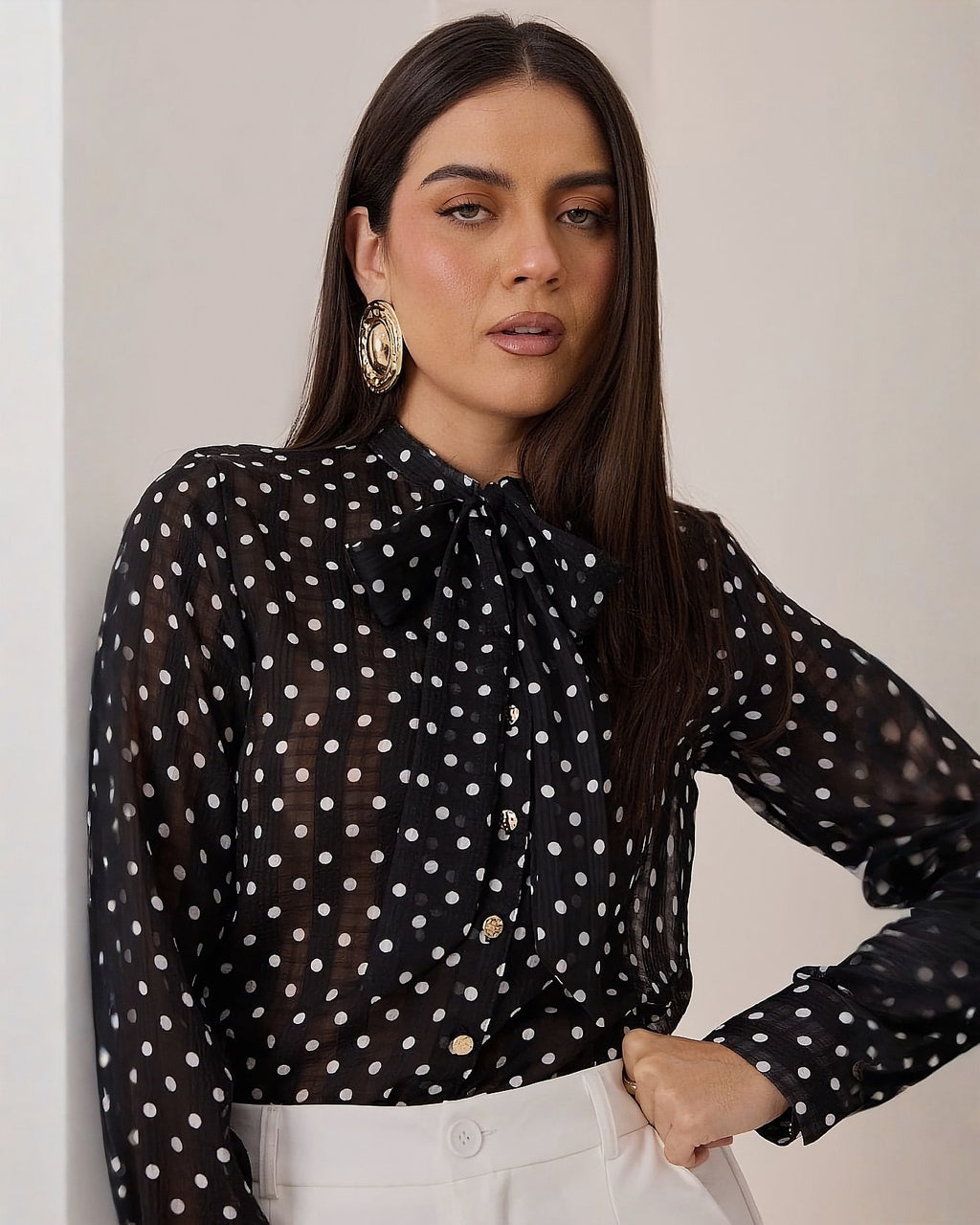 Blusa Manga Larga Lunares