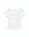 Blusa Cruzada Manga Corta Beige