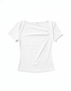 Blusa Cruzada Manga Corta Beige