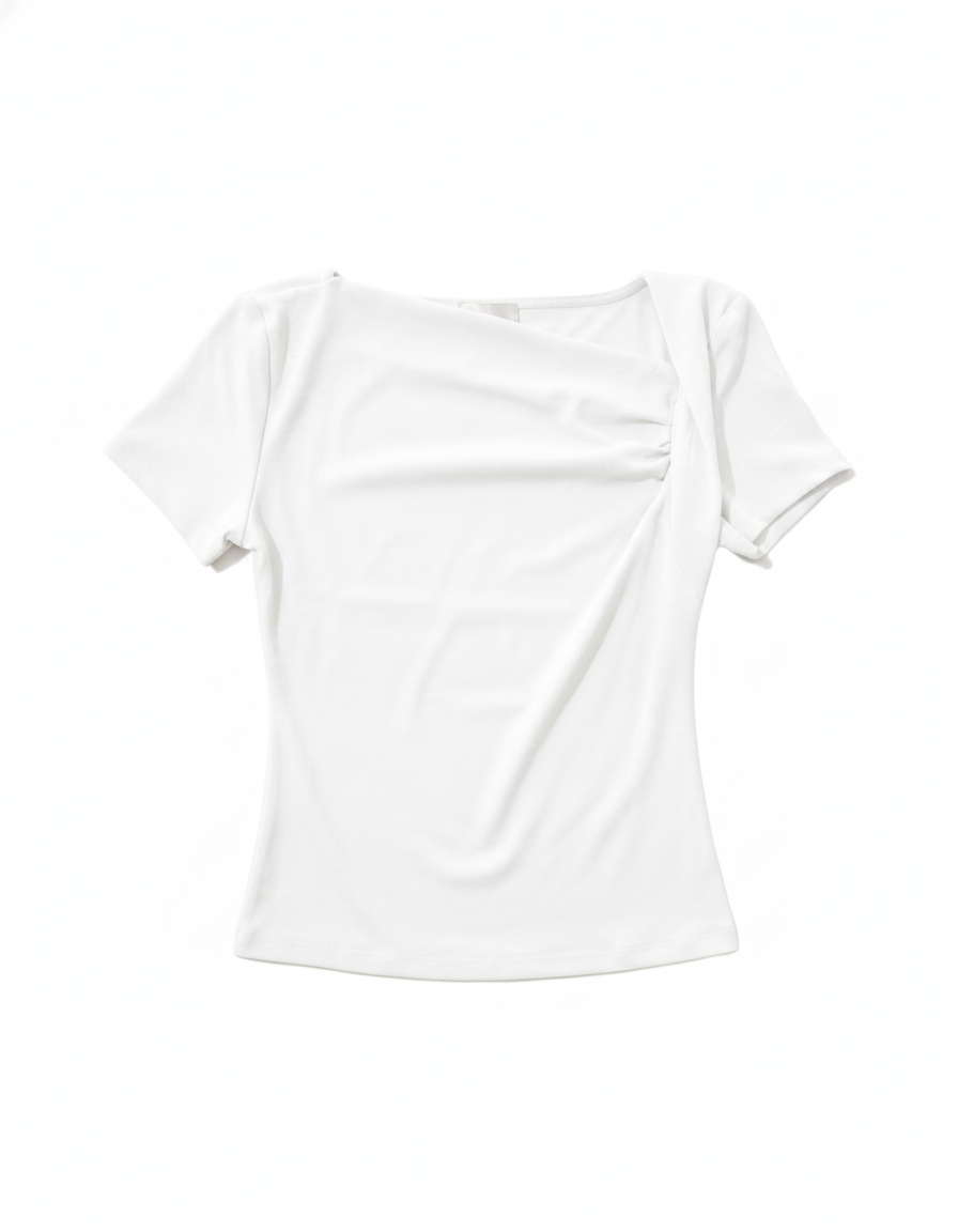 Blusa Cruzada Manga Corta Beige
