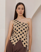 Top Asimetrico Estampado Lunares