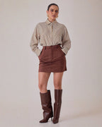 Short Falda Suede con Bolsillos para Mujer Elegante y Casual - ROXANZ