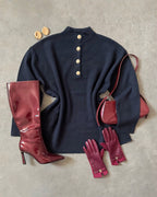 Suéter Tejido para Mujer con Botones Dorados Elegante - ROXANZ