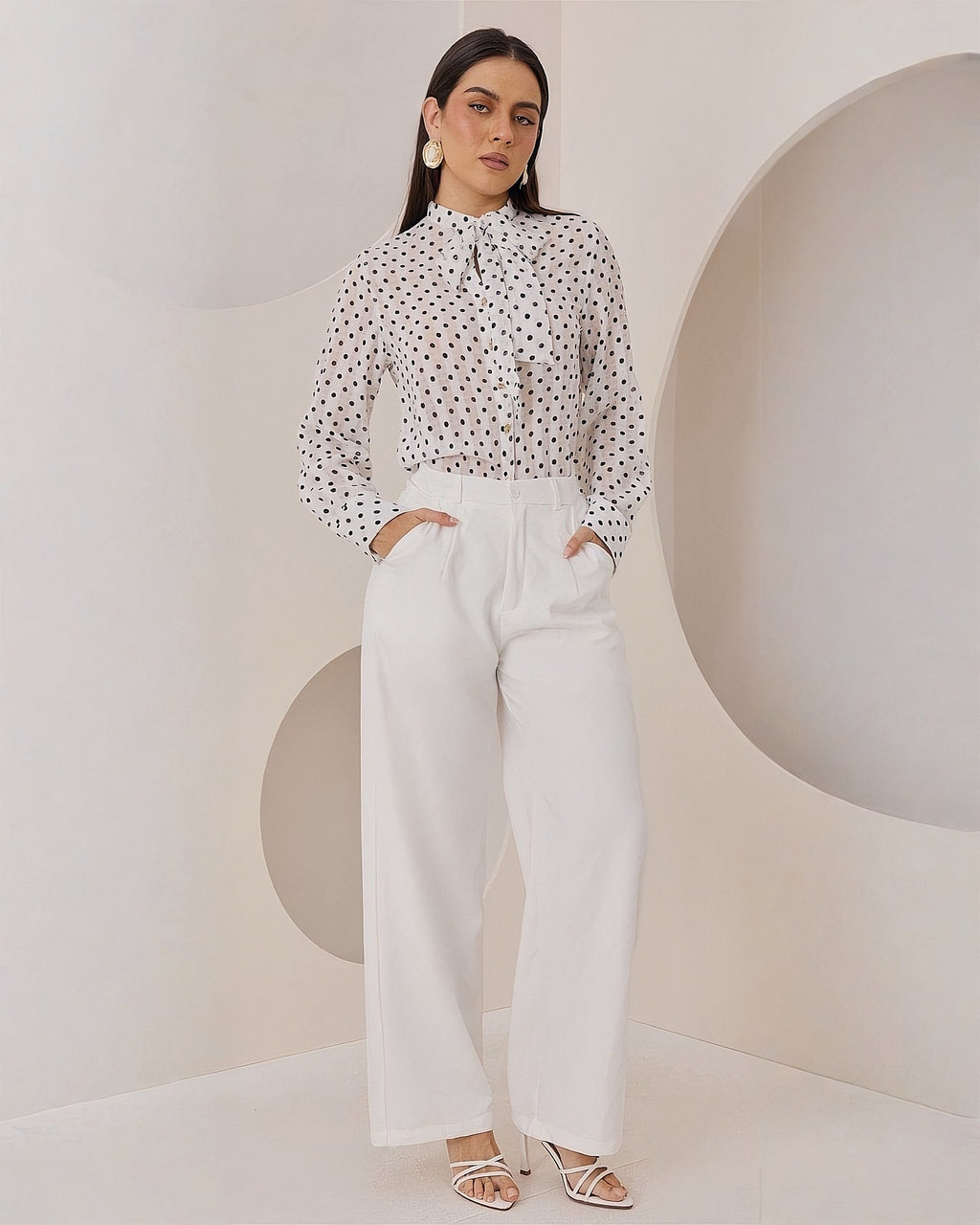 Blusa Manga Larga Lunares