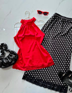 Blusa Halter Satinada Encaje