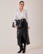 Blusa Satinada Cuello Clásico Blanco