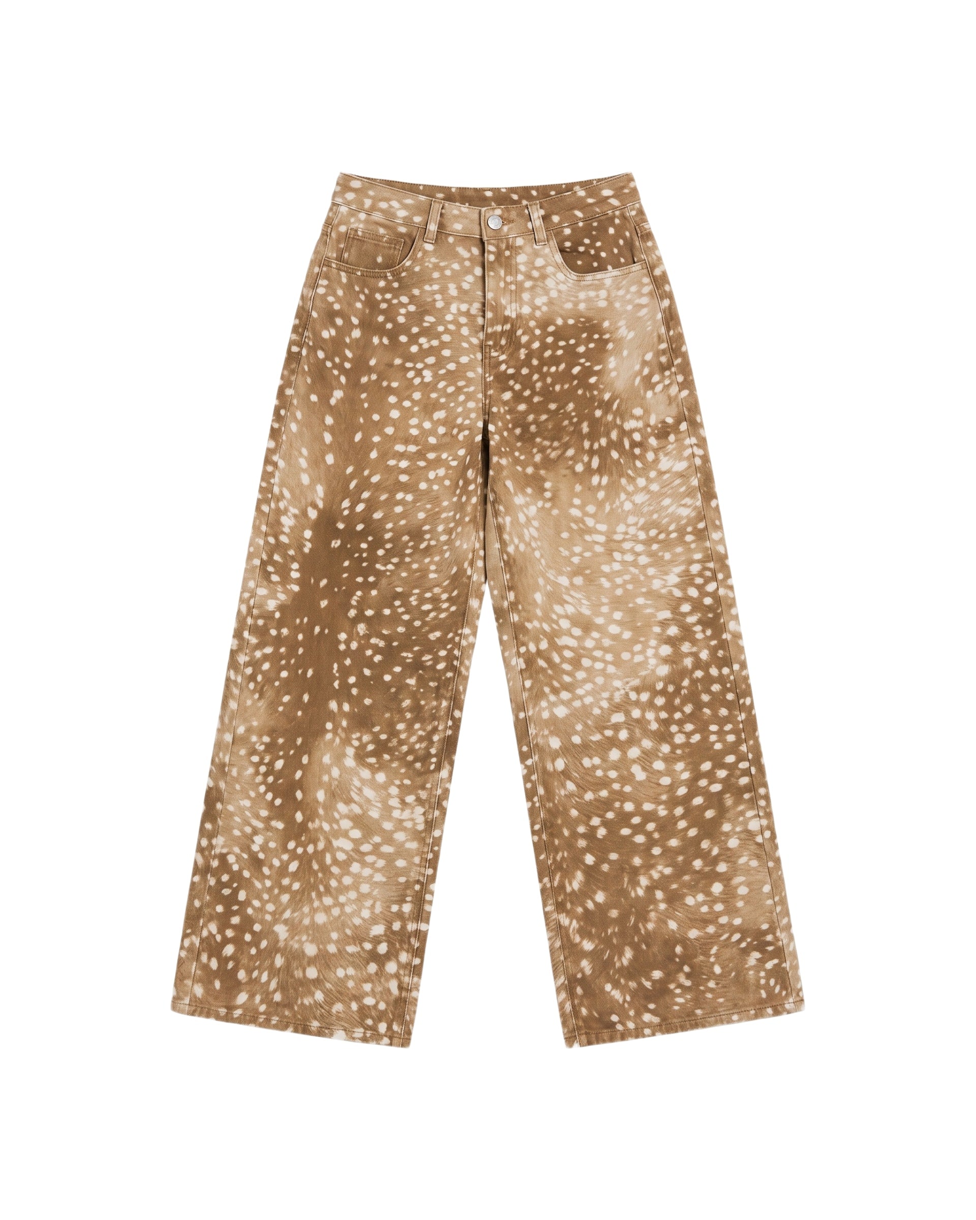 Pantalón Wide Leg Animal Print Marrón