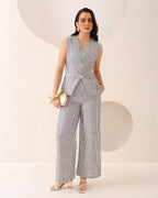 Conjunto Chaleco Pantalón Rayas Casual