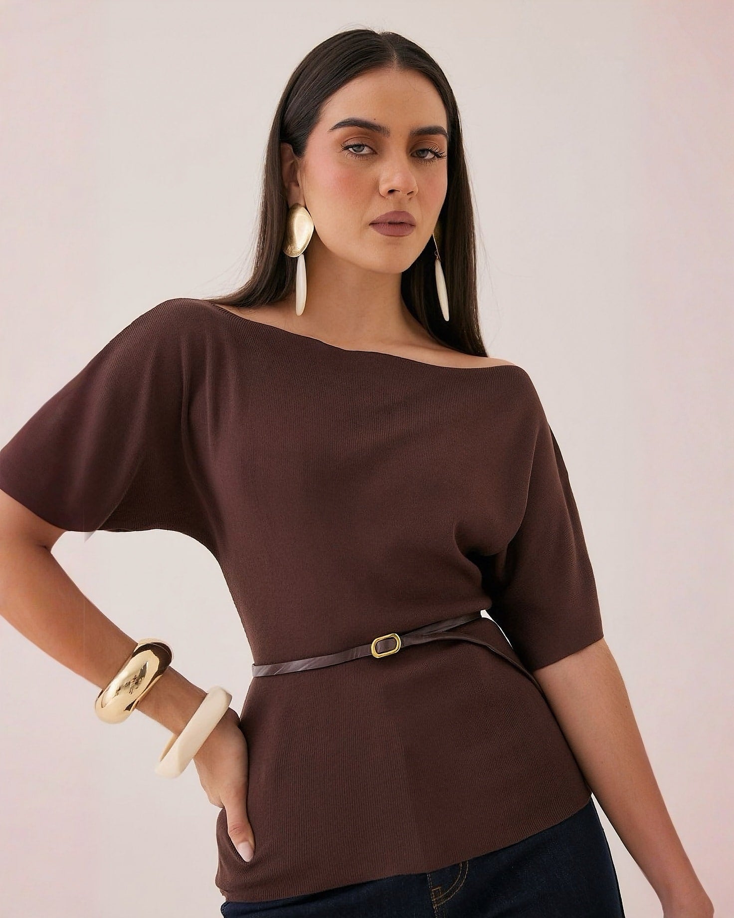 Blusa Hombros Caídos Tejido