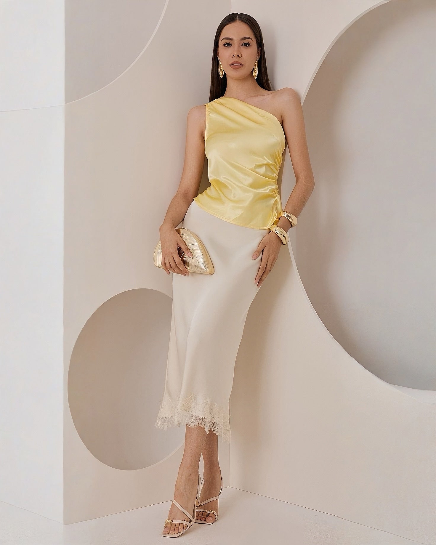 Blusa Un Hombro Satinada