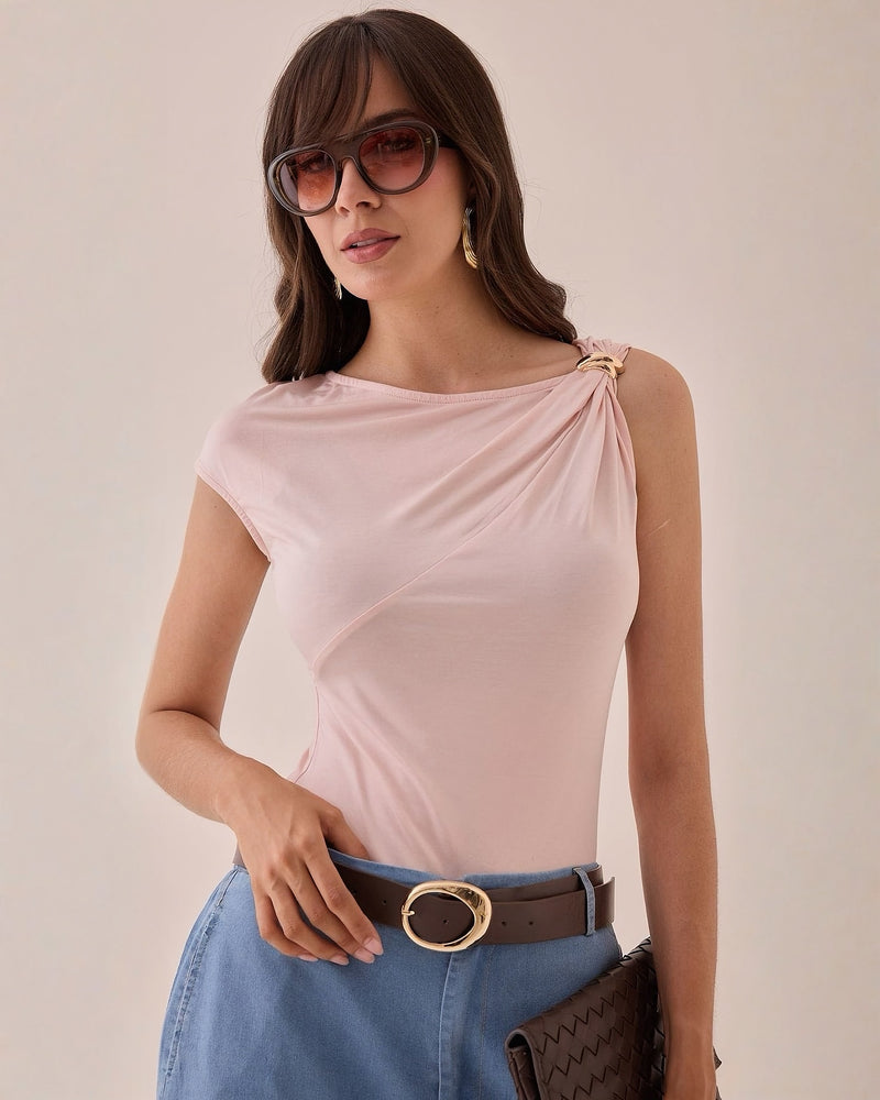 Blusa Herraje Hombro Rosa