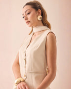 Conjunto de Chaleco Corto Botones Mujer