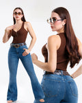 Jeans Campana Mezclilla Azul Oscuro