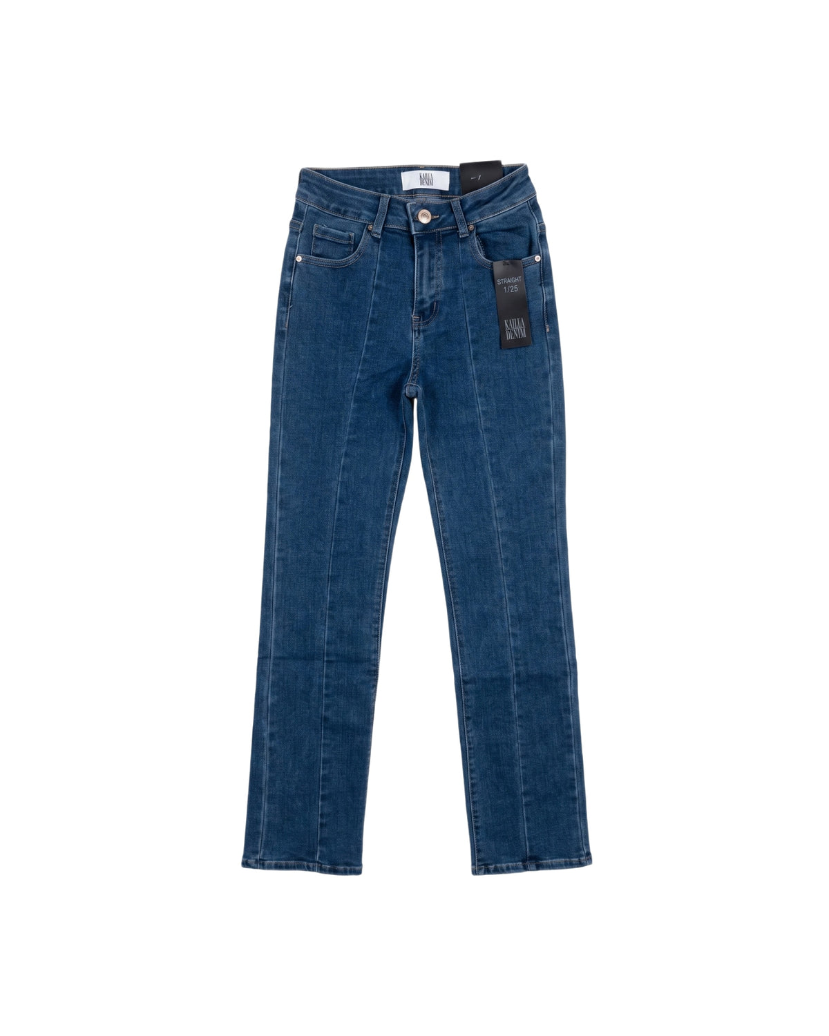 Jeans Recto Mezclilla Azul Con Linea