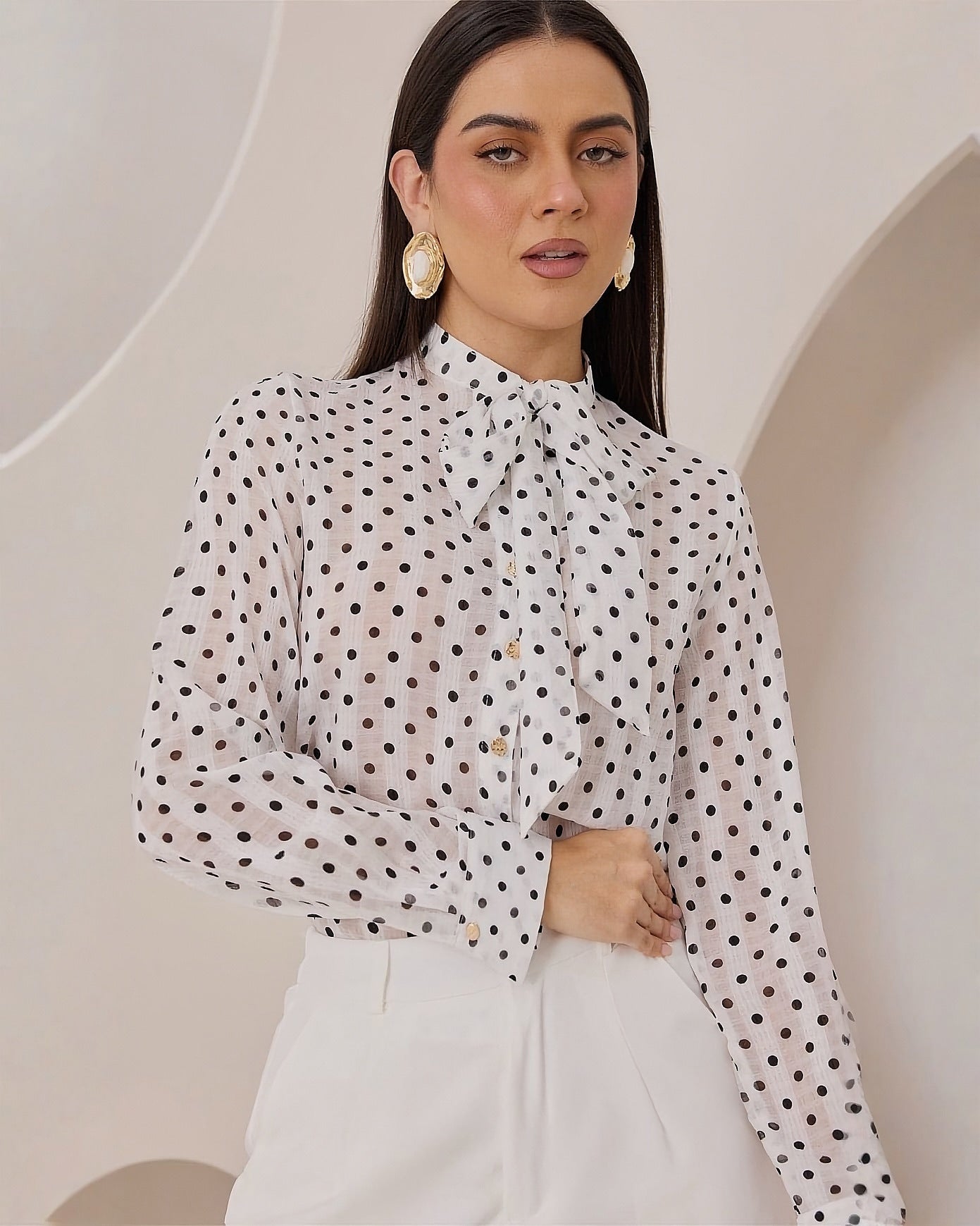 Blusa Manga Larga Lunares