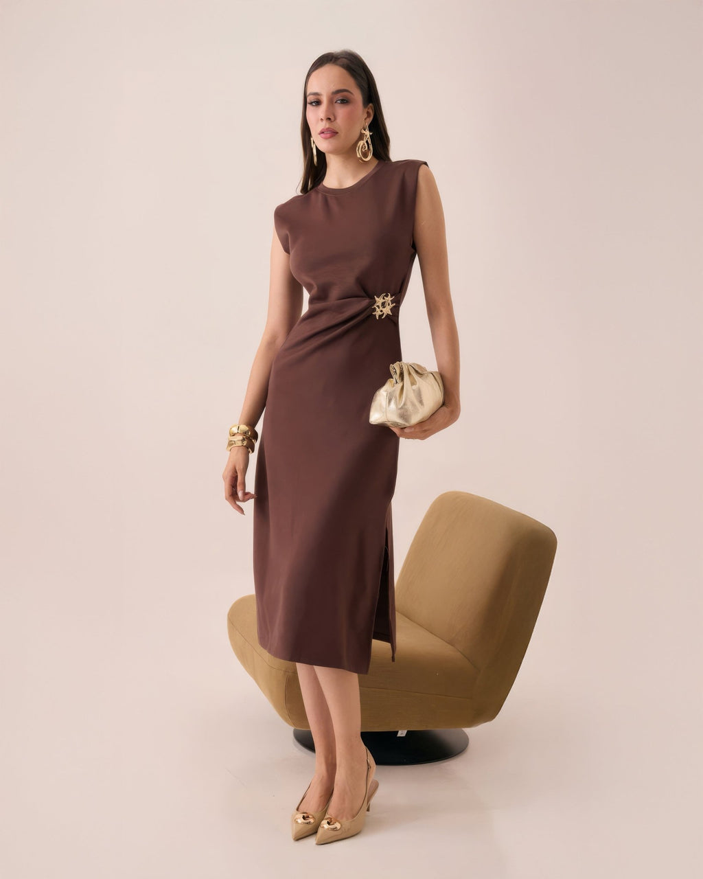 Vestido Largo Elegante con Detalle Lateral para Mujer - ROXANZ