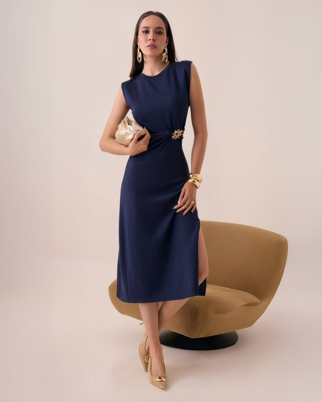 Vestido Largo Elegante con Detalle Lateral para Mujer - ROXANZ