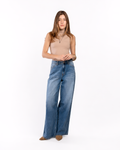 Jeans Wide Leg Mezclilla Azul Medio