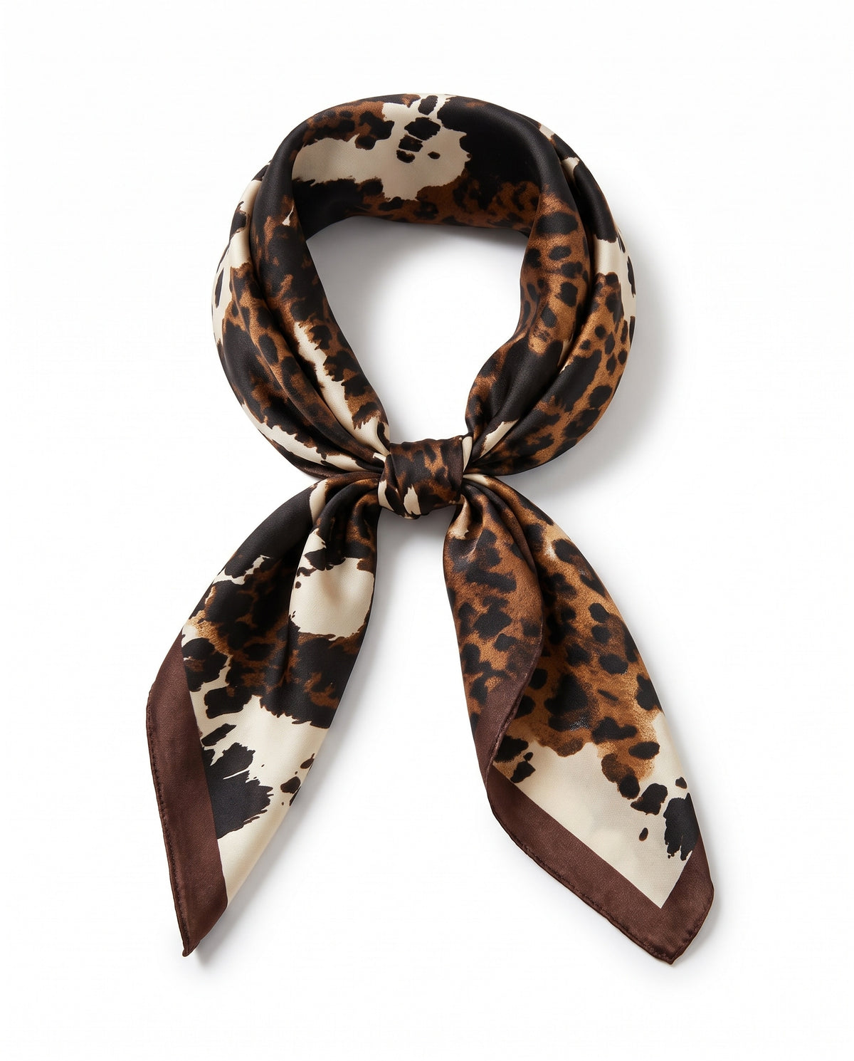 Pañuelo Seda Estampado Animal Marrón