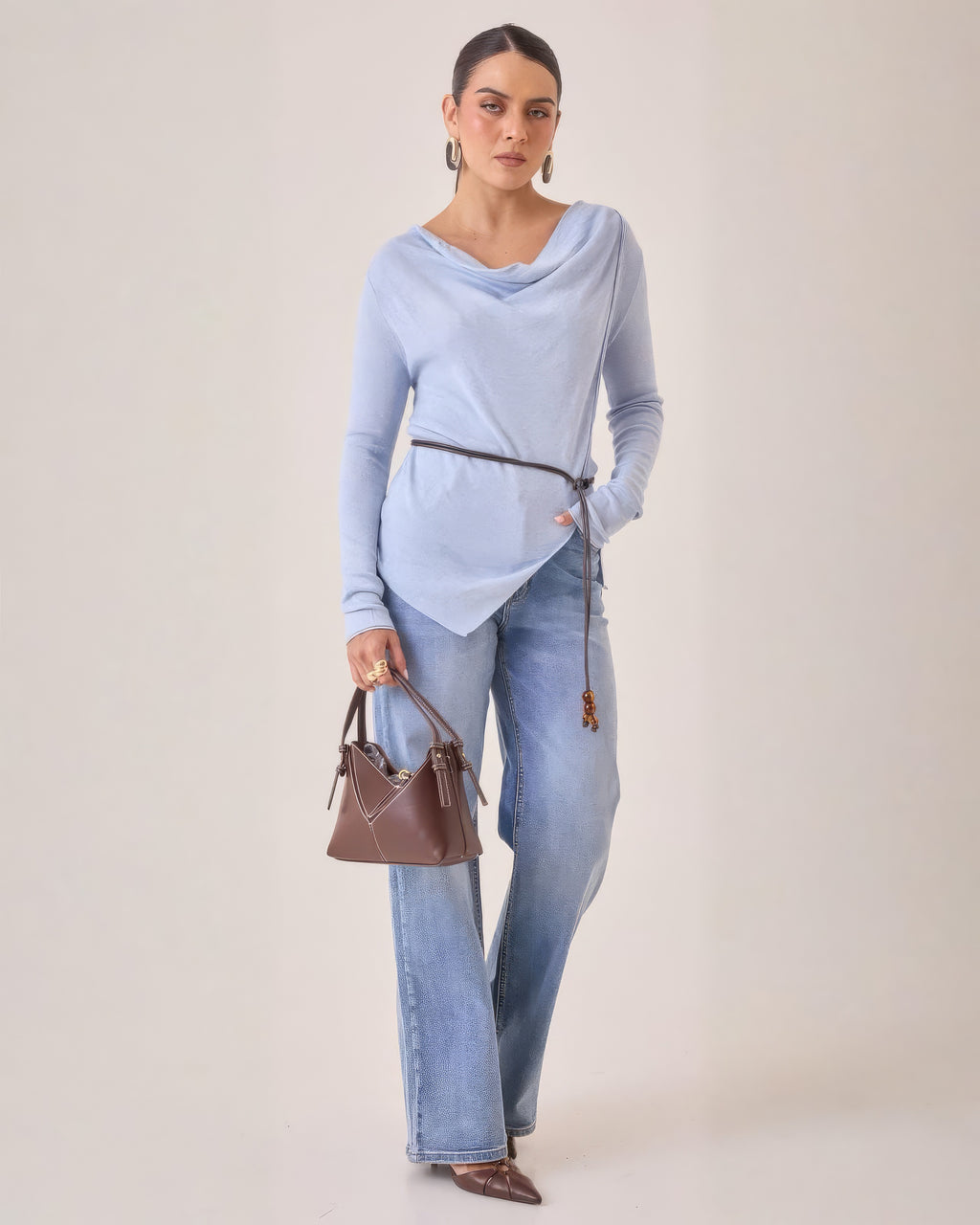 Blusa Tejido Delgado Celeste Cruzado