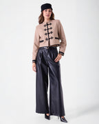 Chaqueta Corto Beige Detalle Negro