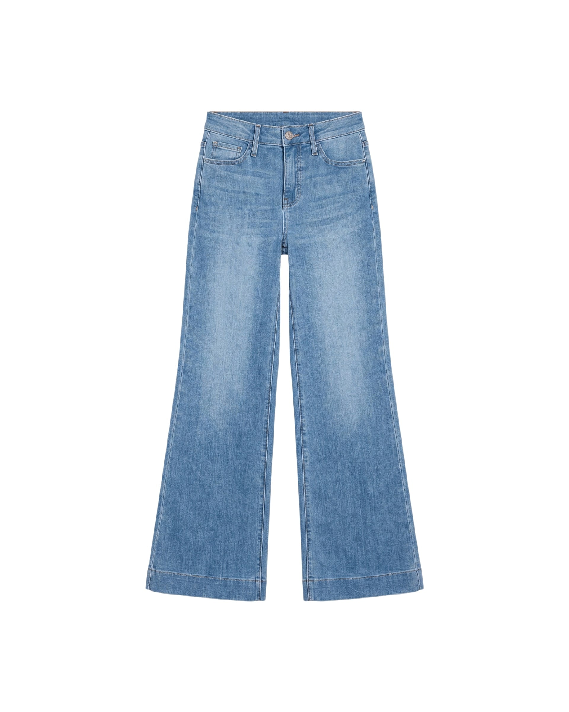 Jeans Flare Mezclilla Azul Claro Tiro Alto