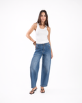 Jeans Wide Leg Mezclilla Azul Oscuro