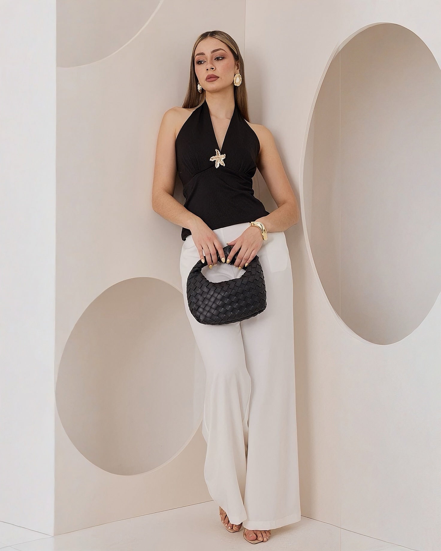 Top Acanalado Cuello Halter