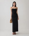 Vestido Largo Recto Negro Tirantes