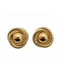 Aretes Dorados Botón Trenzado