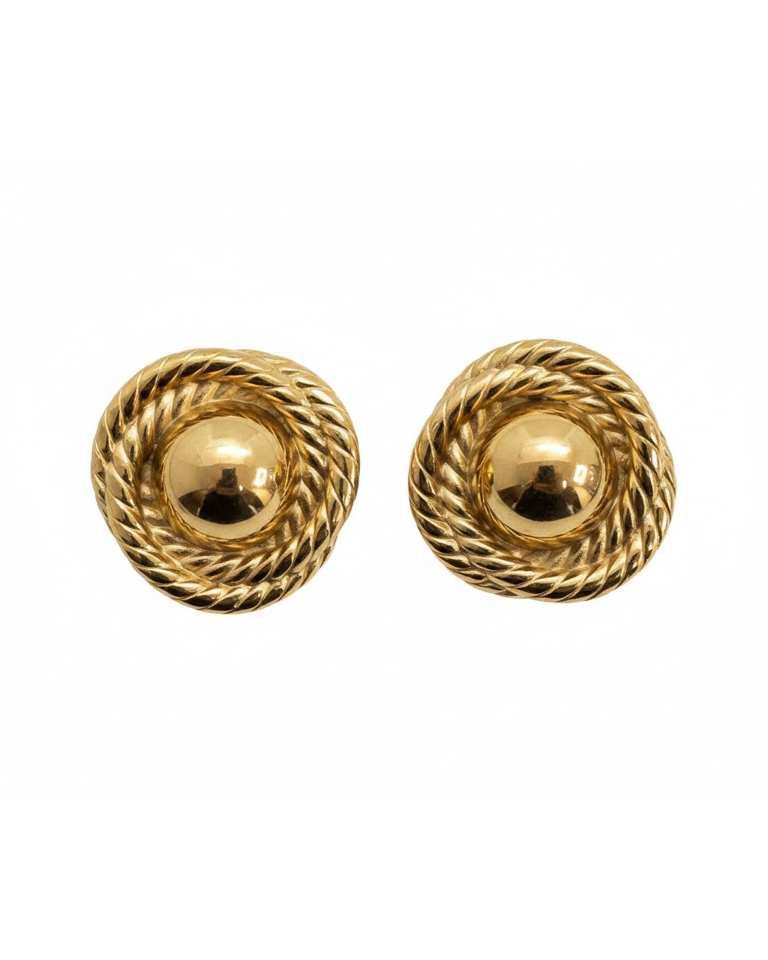 Aretes Dorados Botón Trenzado